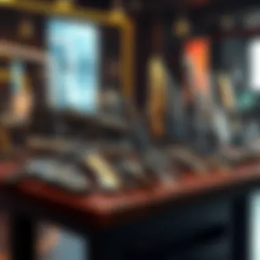 A selection of powerful Iron Banner weapons arranged on a table, showcasing their unique designs and features, ready for the upcoming event.