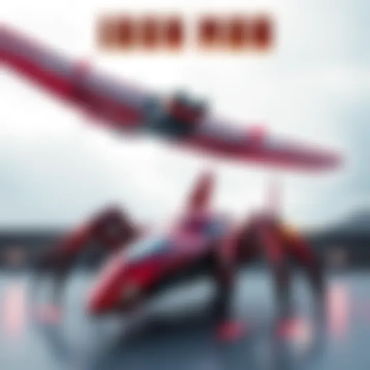 A collection of Iron Man gliders including the Arachno Jets and Iron Spider, displayed together to showcase their designs.