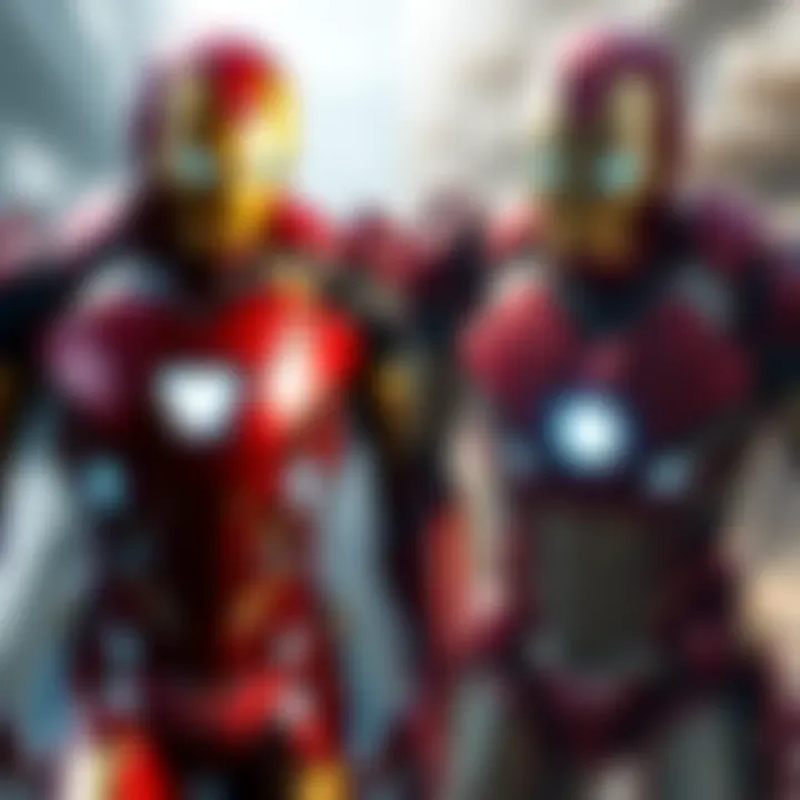 Side by side view of Iron Man Mark 3 and Mark 45 suits highlighting their different designs and features