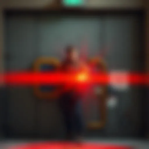 Isaac stands in front of a locked door, holding his plasma cutter, looking confused about not using it on the barricade.
