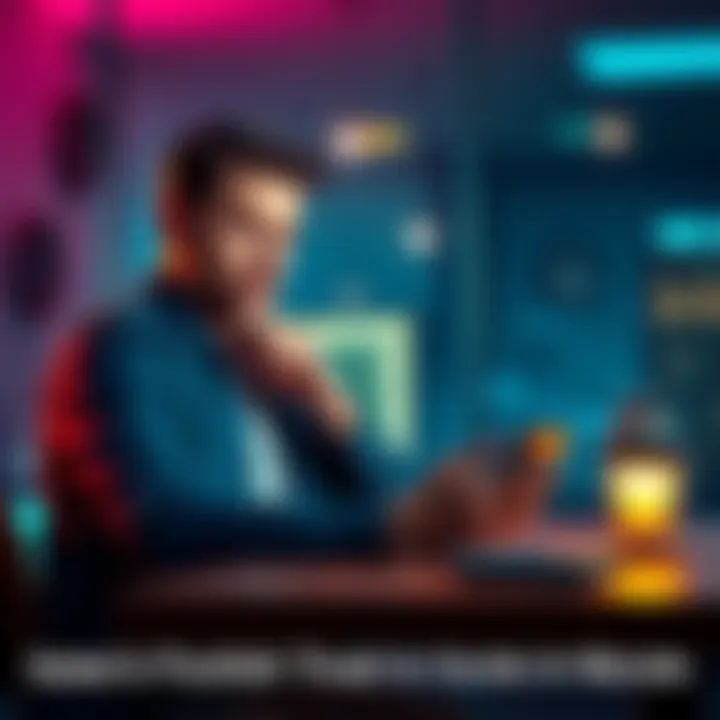A concerned man sits at a table looking at his phone, pondering his trust in a woman named Nicole