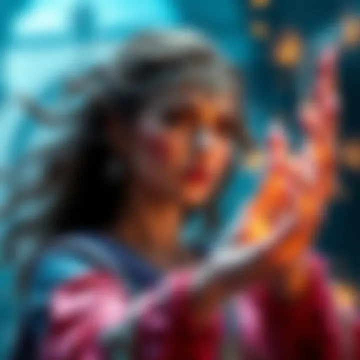 A woman named Isadora casts a spell with glowing symbols around her, concerned expressions on her face as she battles the consequences of her magic.