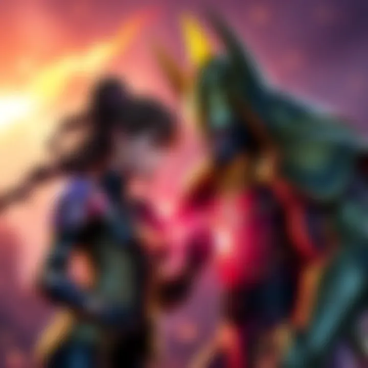 A player examines the difference in abilities of Isca and Galactus during a game, focusing on turn order and priority.