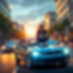 Streamer iShowSpeed sitting on top of a car speeding down the street