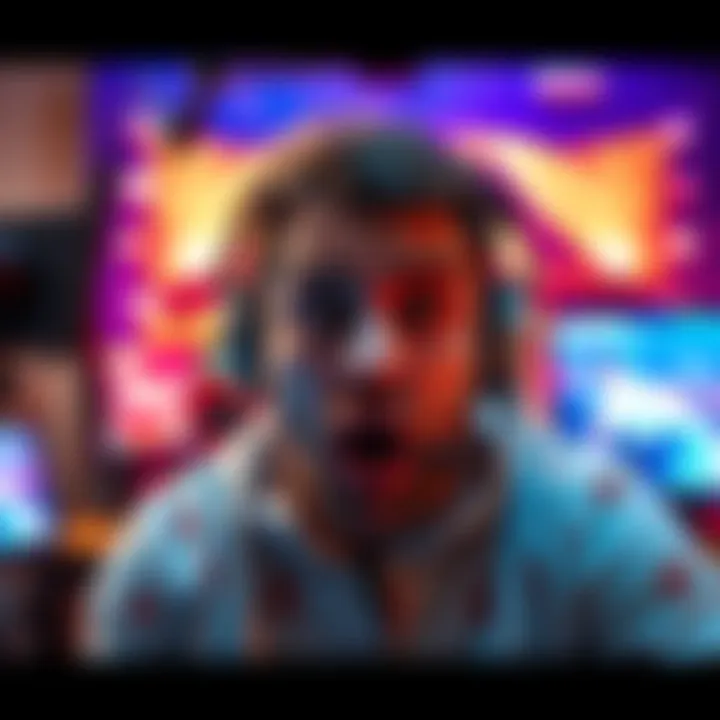 IShowSpeed collapsing in front of his streaming setup with shocked expression on his face