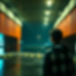 A person looking at a mysterious object found under a bridge, showing concern and curiosity.
