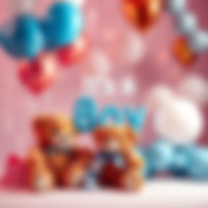 Celebration of a baby boy's arrival with balloons and a teddy bear