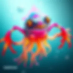 A conceptual artwork of Ivara designed as a frog and jellyfish hybrid, showcasing vibrant colors and unique features, with fans discussing its potential