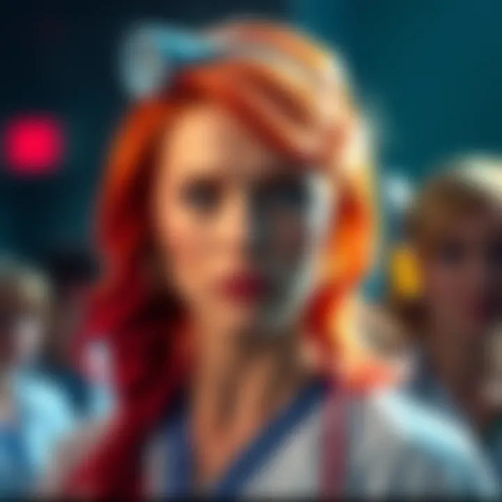 Cosplay of Izzie Margolis A person dressed as Izzie Margolis, showcasing vibrant colors and distinct features of the character, symbolizing excitement in the fan community.