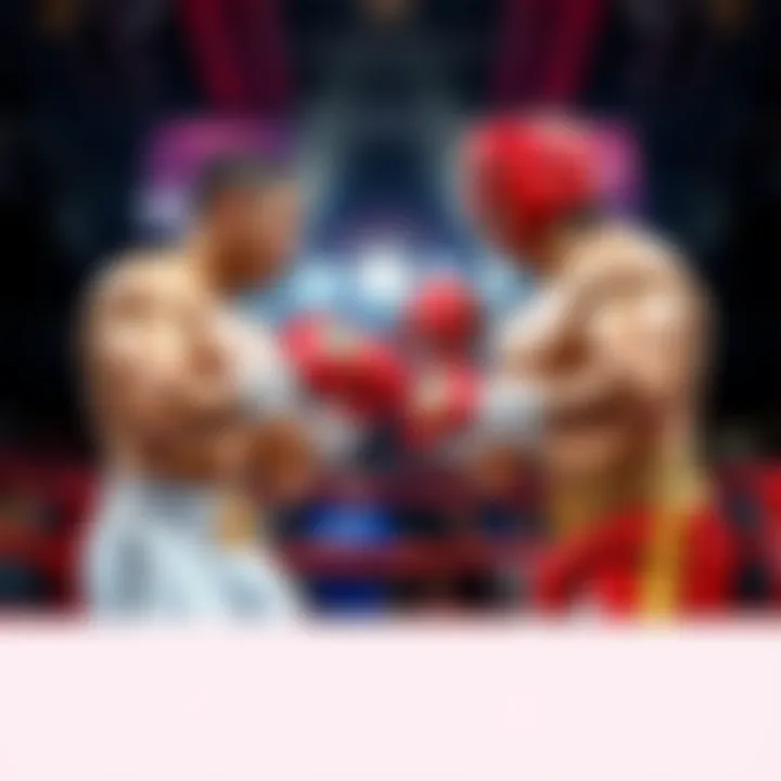 Two fighters in a ring, one representing Jack Baker with a fierce stance and the other representing Bitores Mendez ready for combat, surrounded by an excited crowd.