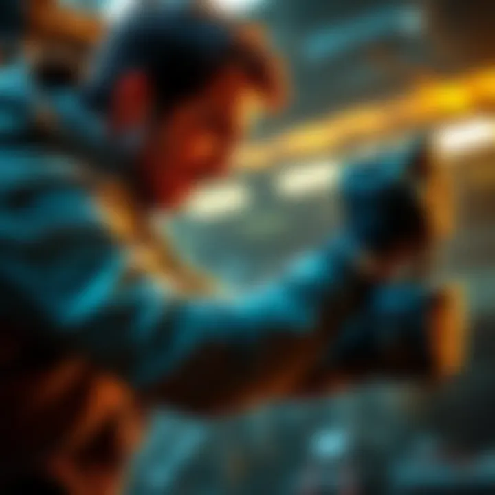 Jack attempts to grapple but his arm shows strain from a mechanical flaw, illustrating the unrealistic forces at play.