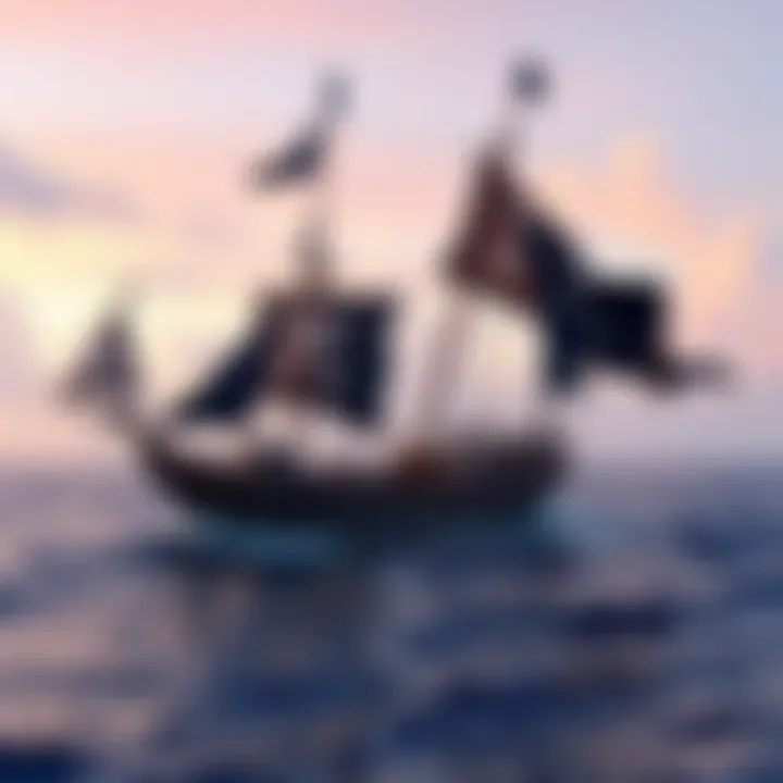 A Jackdaw ship sailing in open waters with a pirate flag, representing AC4 upgrades