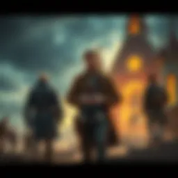 Jacob walking with Daniel towards Lisbeth's church, showing a concerned expression