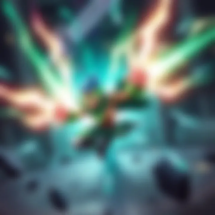 A character named Jade unleashing bright beams of energy, showcasing their dominance in gameplay while players express concern about balance.