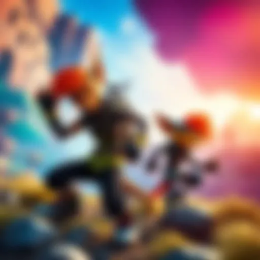 Jak and Daxter exploring a colorful landscape, showcasing their adventurous spirit