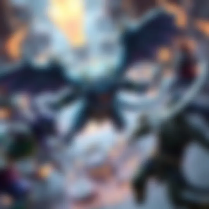 A scene showing Jakiro, a dual-element dragon character, battling in a ranked match while other heroes engage around him in a chaotic setting.