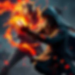 Jakiro casting spell on Phantom Assassin Jakiro uses his fiery abilities to attack Phantom Assassin during a battle in a game setting