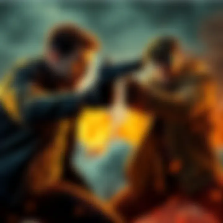 James Earl and Daniel Lamb facing off in a melee and gun showdown, displaying their combat skills in an intense duel.