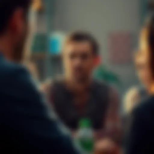 A scene showing James sharing his thoughts on walkers in a discussion group, with a thoughtful expression and books in the background.
