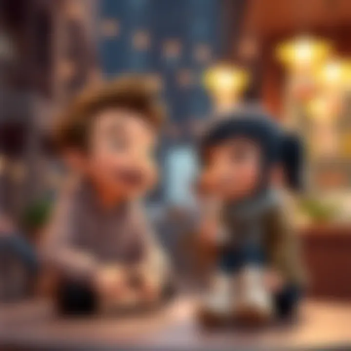 James and Elyse animated characters interacting in the game Tomodachi Life, reflecting their real-life personalities.