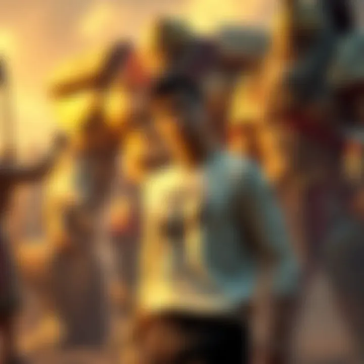 James stands confidently yet puzzled in front of larger characters representing Juggernauts and Goliaths, unable to gain their strength.