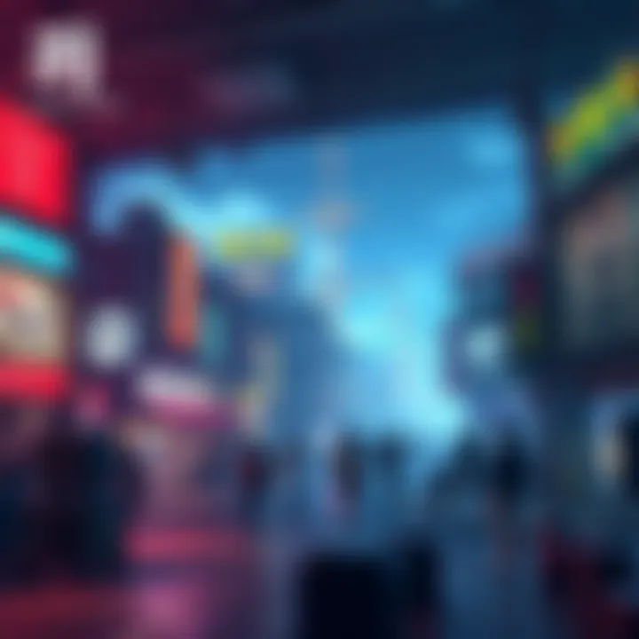 A scene reflecting the impact of Japan Studio's closure on the gaming industry, showing a mix of big-budget games and smaller indie games competing for attention, highlighting creativity and innovation,
