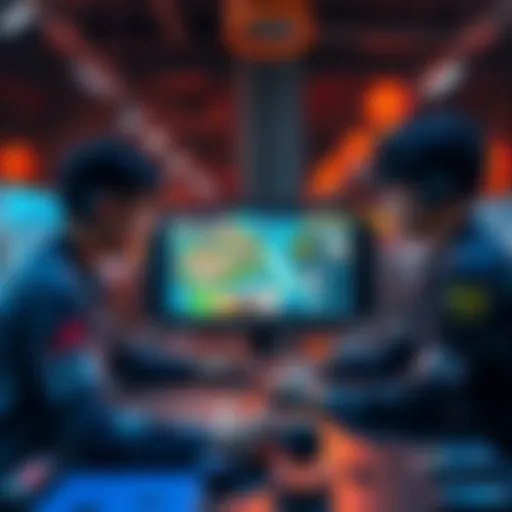 A group of Japanese game developers collaborating on a project, with screens showing generative AI tools and game designs.