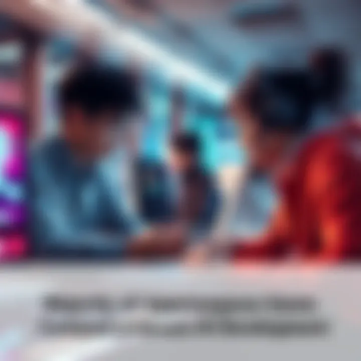 Japanese game developers using AI Japanese game developers collaborating on AI technology in a modern office setting