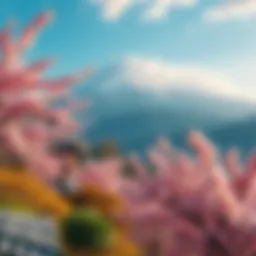 A scenic view of a Japanese landscape featuring cherry blossoms and mountains, representing regions in gaming inspiration