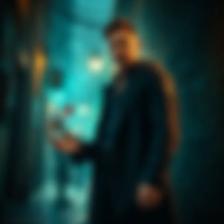 A character named Jason Portman standing next to a dark alley in Isle of Sgail, showcasing a mysterious atmosphere. He holds a vial labeled with a warning symbol, hinting at the acquisition of botulinum toxin.
