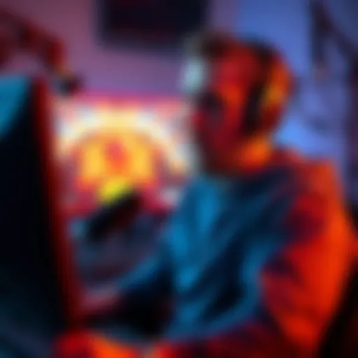 JasonTheWeen looking surprised while checking his streaming setup after forgetting to announce his stream timing, with a computer and microphone in the background