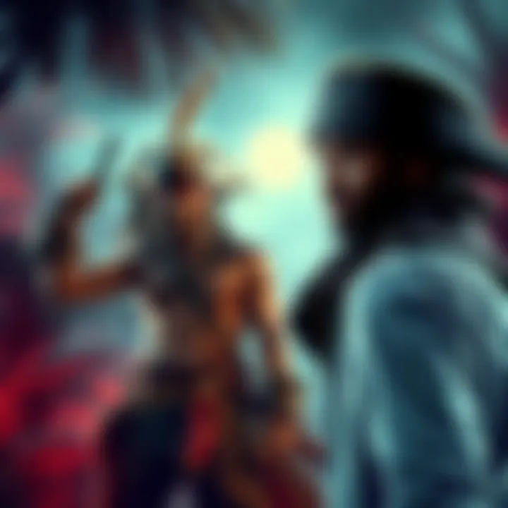 Jason Brody confronting danger on the island Jason Brody stands ready with a weapon, facing a menacing pirate in a jungle setting