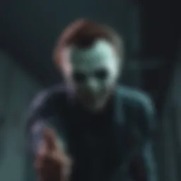 Jason, a character in a horror game, is shown in a jumpscare pose, facing directly ahead to improve gameplay precision.