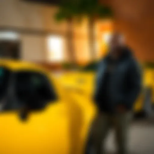 Jay3 standing beside a vibrant yellow Miata, smiling and showcasing his love for cars during a Snapchat chat.