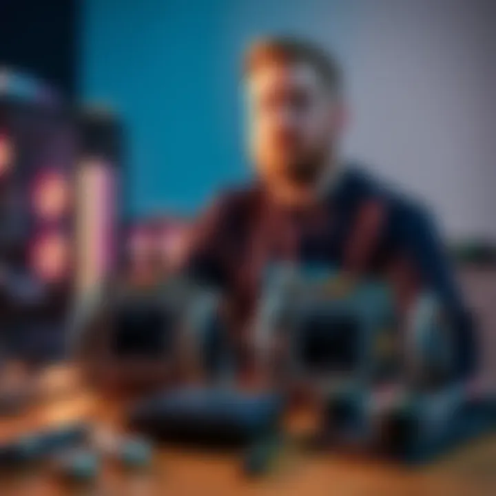 Jayztwocents stands next to dual 14900k CPUs showing signs of degradation, with computer parts and tools on the table.