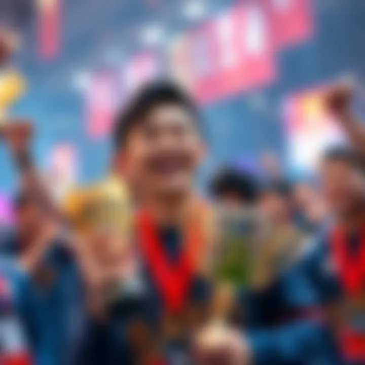 Jeef celebrating victory at the CN Worlds Championship Jeef holding the championship trophy with a big smile after winning the CN Worlds Championship