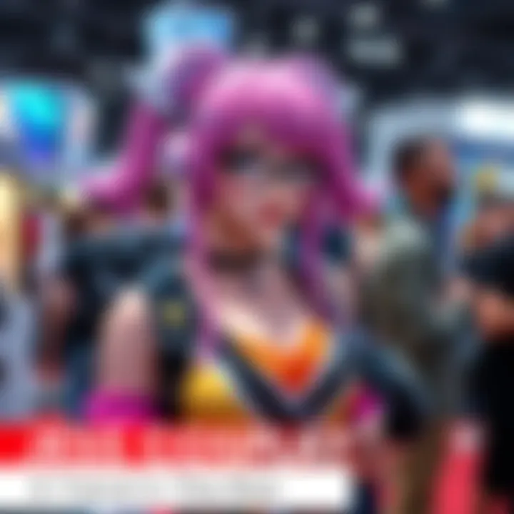 Jess Cosplay Enthusiast A fan dressed as Jess, showcasing vibrant cosplay details and accessories, engaging with others at a convention.