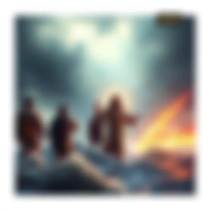 Jesus walks on water, calming the storm as His disciples look on in amazement and fear