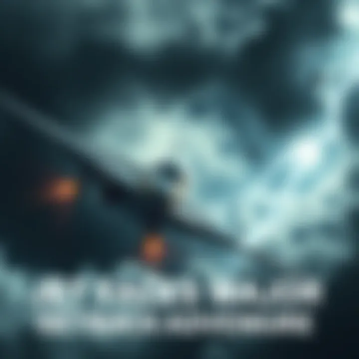 A jet struggling amidst dark clouds and stormy weather, symbolizing unexpected setbacks in its journey.