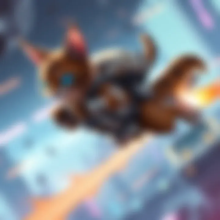 Jetpack Cat flying in the game with a jetpack, showcasing her powerful abilities