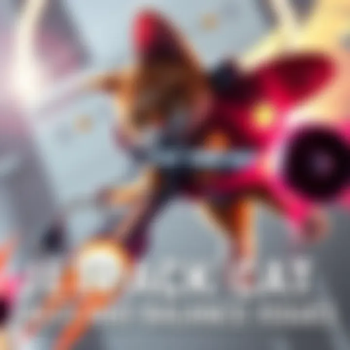 Jetpack Cat flying with a jetpack, aiming her weapon while facing a target, showcasing her powerful abilities and distinct design.