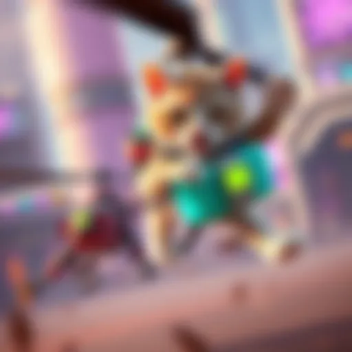 A cat wearing a jetpack performs a helicopter move, surprising Widowmaker in a gaming scene.