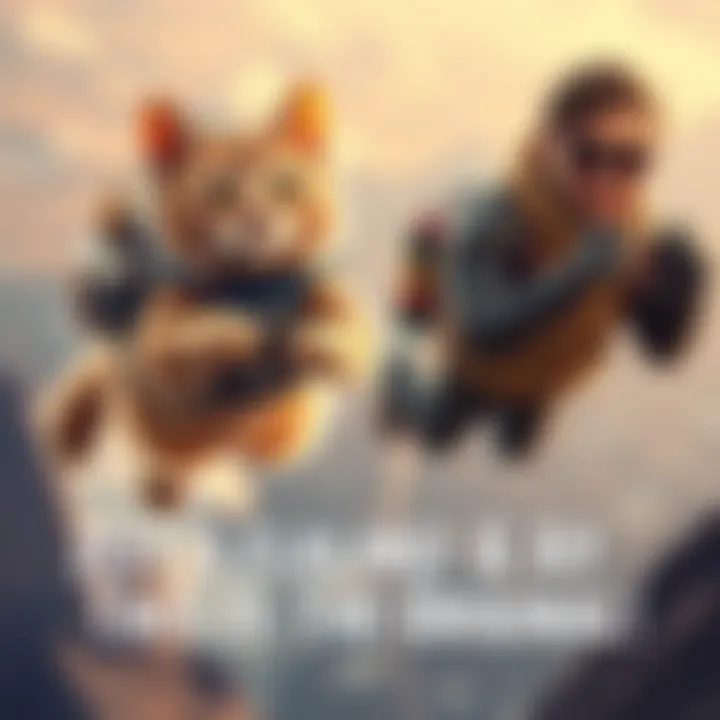 Jetpack Cat flying with a jetpack next to Jeff, highlighting their similarities and differences, as fans passionately debate their originality.