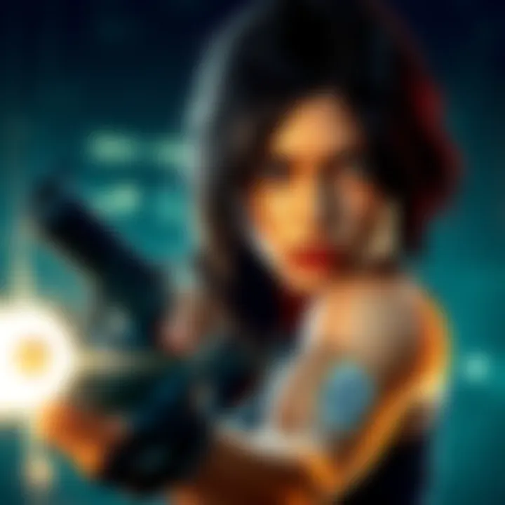 Jill Valentine in action Jill Valentine, a character from Resident Evil, is shown poised for action with a determined look.