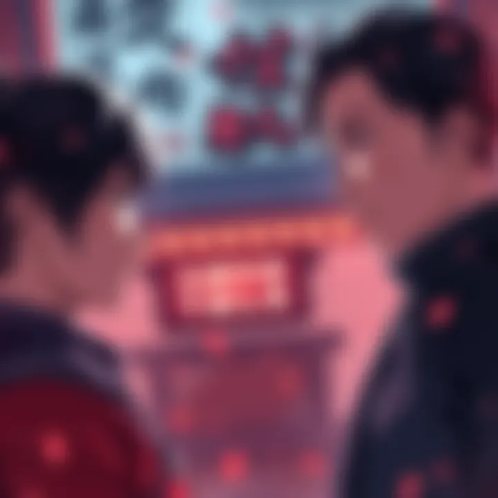 Jin and Shimura face off in a dramatic scene, showcasing their contrasting choices and emotional expressions.