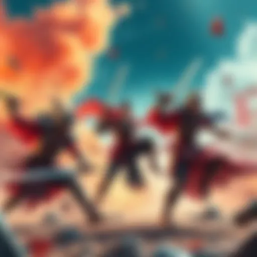 A dynamic scene showing Jin warriors battling Wu forces in an epic setting, with vibrant colors and intense action.