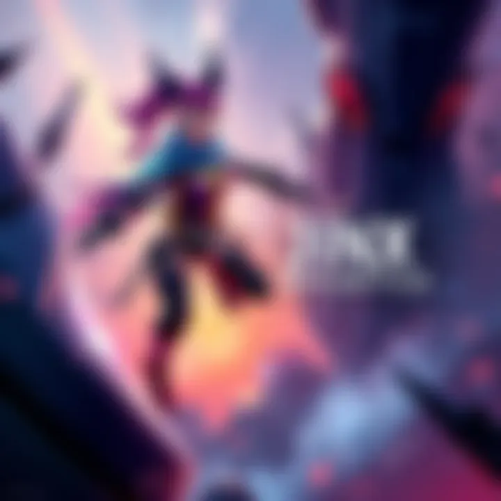 Jinx character engaging with the environment on a gameplay map, showcasing her abilities and strategies