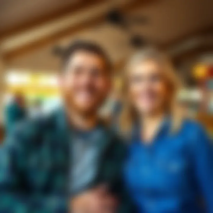 Joel and Ellie smiling together in a community setting in Jackson, sharing moments with other residents, showing their bond and adaptation to life in the new town.