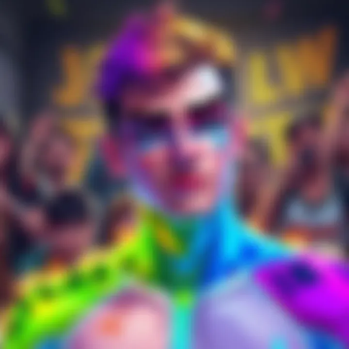 A vibrant illustration showing Joe in a new, colorful skin design with various features highlighted, capturing the excitement of fans.