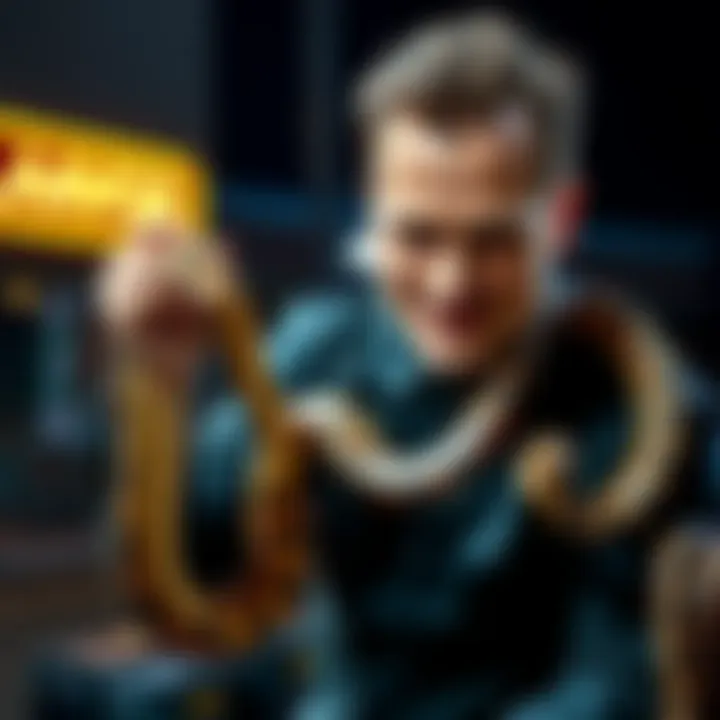 John Lavos holding two snakes, sharing a throwback moment.